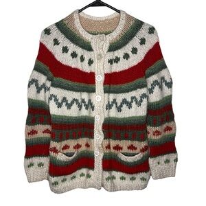 Vintage Handmade Knit Chunky Nordic Cardigan